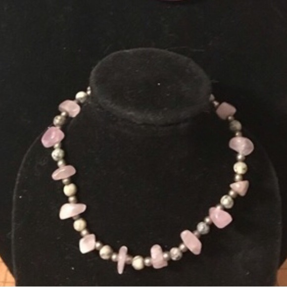 Semiprecious Jasper Stone Amethyst Crystal Brass 8”L Bracelet EVC Barrel Clasp - Picture 6 of 7